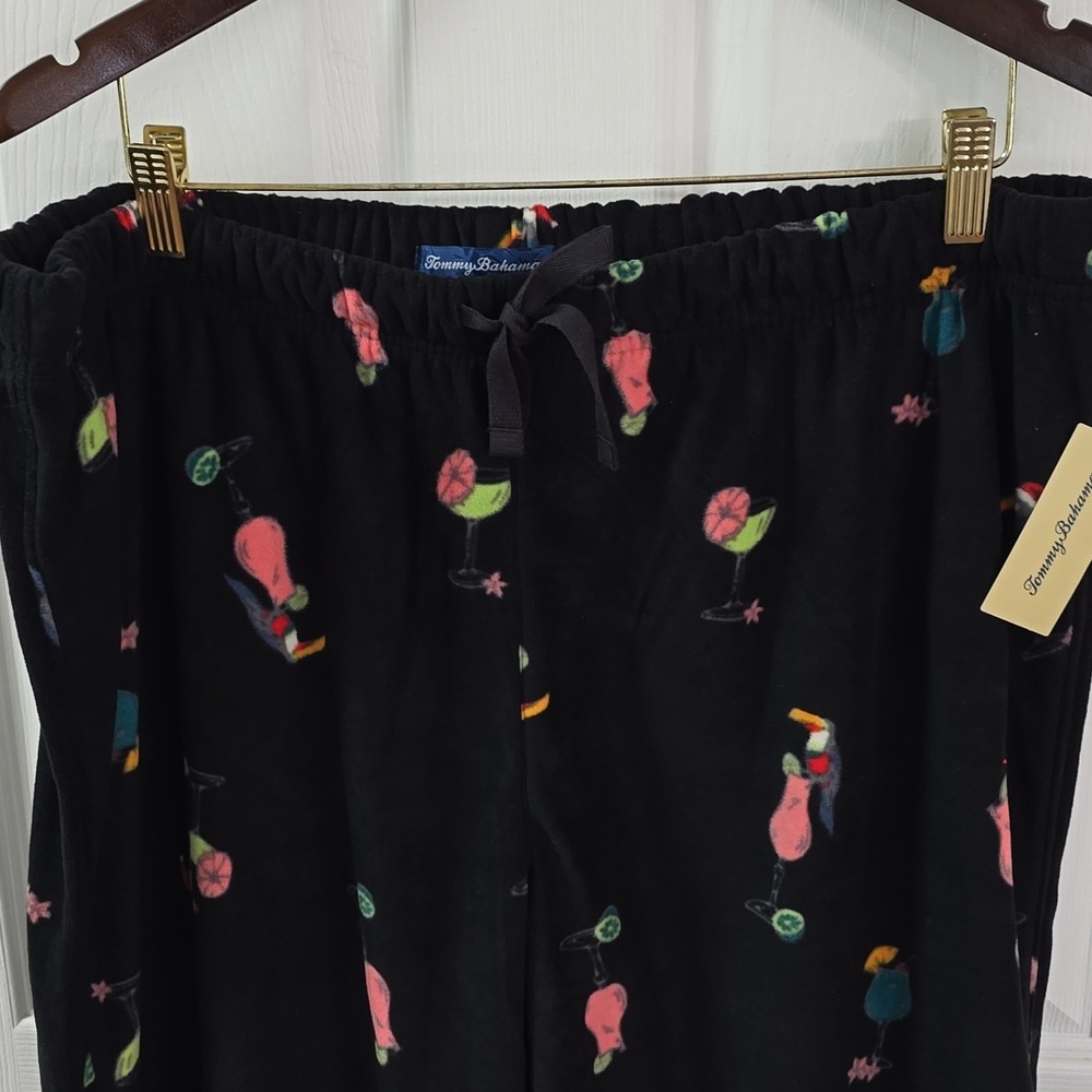 NWT Tommy Bahama Men's Fleece Pants Tropical Toucan Black Size XL - Picture 5 of 16